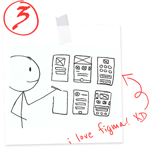 Stickman sketching app wireframe with pencil