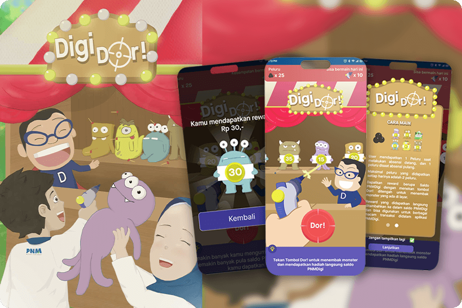 UI/UX game tembak Digidor di dalam aplikasi PNMDigi Karyawan
